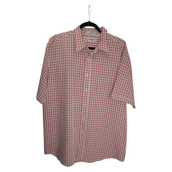 Vintage Anchor Blue XL Short Sleeve Button Up Shirt Red Gingham Check Plaid Y2K - Picture 1 of 7